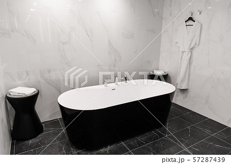 Dark luxury bathroom interior with modern furniture Dark luxury bathroom interior with modern furniture 57287439
