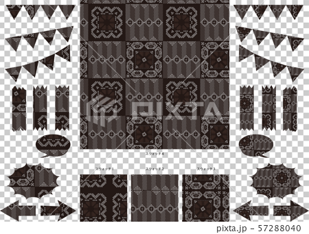 奄美大島紬龍郷柄素材 黒 スウォッチ パターン アイコンのイラスト素材 5740