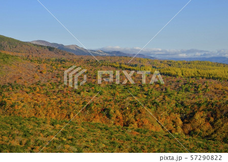 紅葉の安達太良山中腹と吾妻連山 57290822