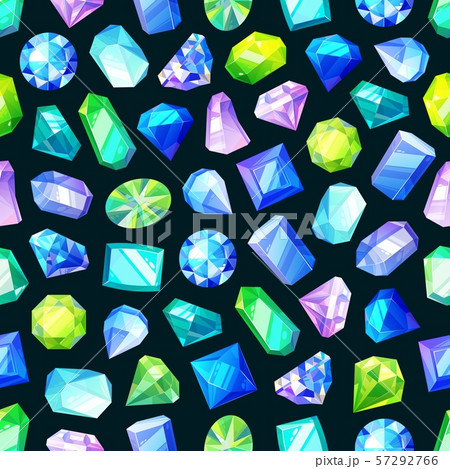 Gems, jewelry gemstones, crystals seamless pattern Gems, jewelry gemstones, crystals seamless pattern 57292766