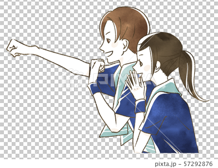 応援する女性・男性-スポーツ 57292876