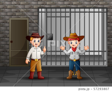 Two mans guarding a prison cell Two mans guarding a prison cell 57293807