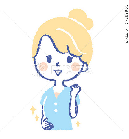 快便 ガッツポーズ 若い女性 手描きイラストのイラスト素材