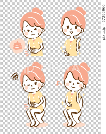 便秘　快便　トイレ関係　若い女性　イラストセット 57293966