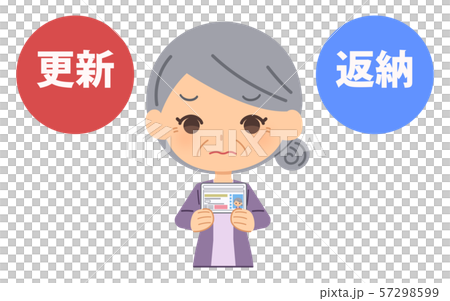 シニア女性　免許証　悩む 57298599
