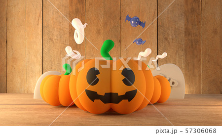 The pumpkin jack on wood background for halloween concept 3d rendering. The pumpkin jack on wood background for halloween concept 3d rendering. 57306068