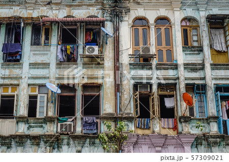Old buildings in Yangon, Myanmar 57309021