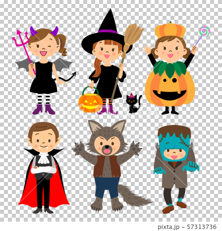 ハロウィンの仮装をする子供たち　01 57313736