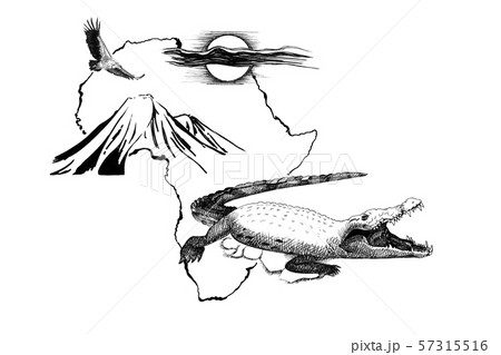 Crocodile on Africa map background with Crocodile on Africa map background with 57315516