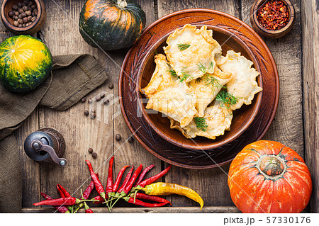 Homemade varenyky with pumpkin 57330176