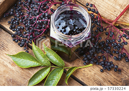 Elderberry jam in a jar 57330224