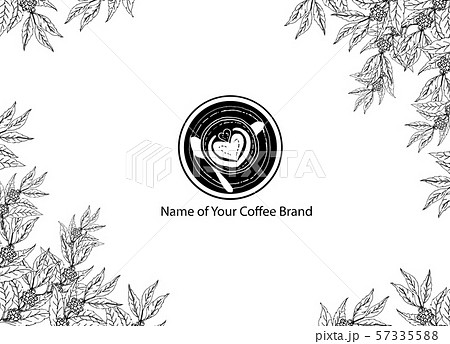 The coffee shop business logo is placed on a design background from the coffee illustration. The coffee shop business logo is placed on a design background from the coffee illustration. 57335588