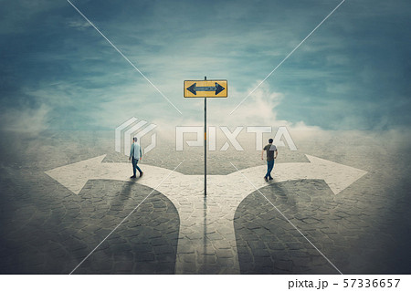Two men change the common route going different Two men change the common route going different 57336657