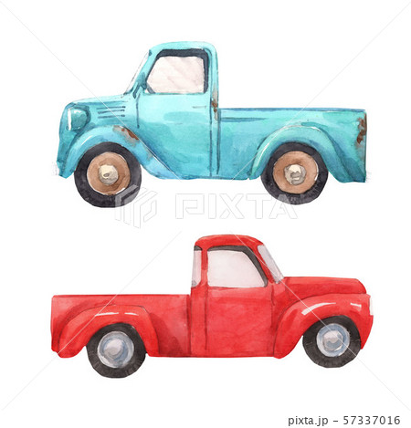 Watercolor Car Pick Up Illustrationのイラスト素材