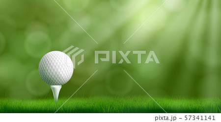 Golf ball on tee realistic vector background 57341141