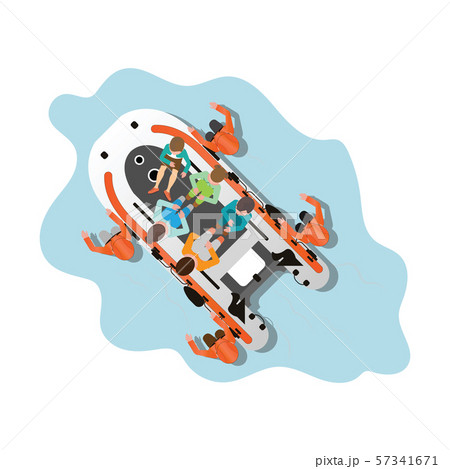 Top view of rescue team helping people isolated on 57341671