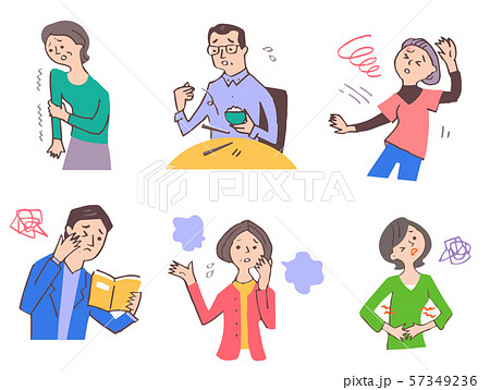 体調不良の症状 いろいろセットのイラスト素材