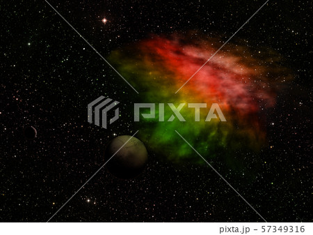 Planet in a space against stars. 3D rendering. 57349316