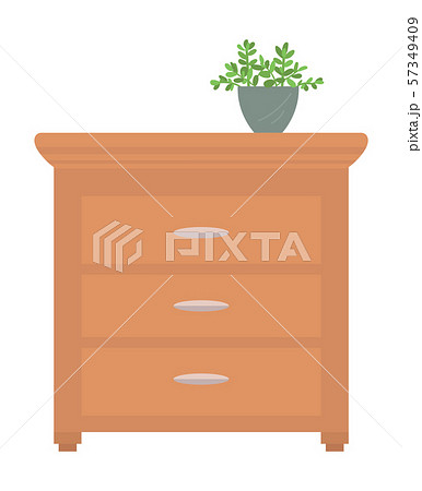 Chest of Drawers with House Plant in Pot on Top 57349409