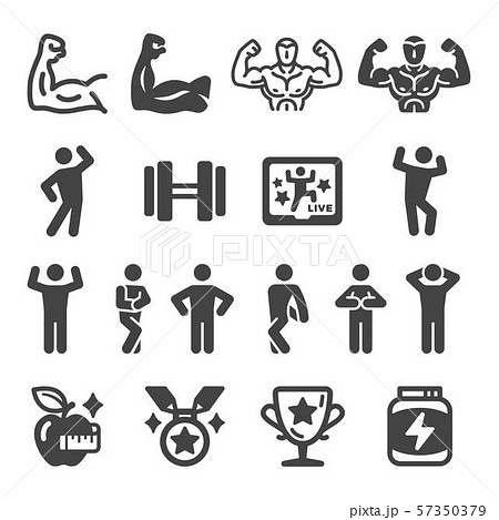 bodybuilding icon set 57350379
