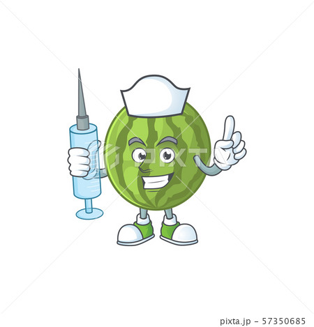 Nurse watermelon cartoon mascot with fruit freshness Nurse watermelon cartoon mascot with fruit freshness 57350685