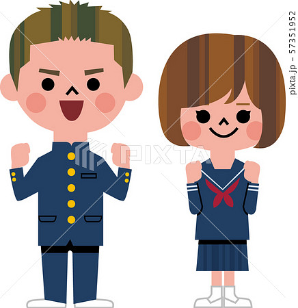 ガッツポーズする中高生 ガッツポーズする中高生 57351952
