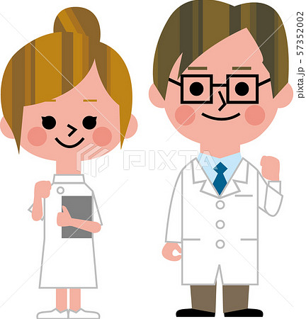 ガッツポーズする医者と看護婦 57352002