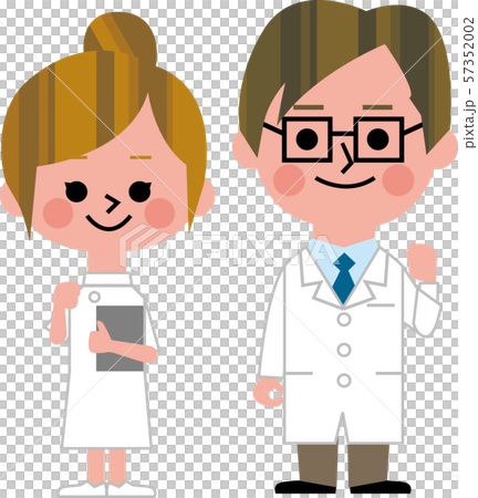 ガッツポーズする医者と看護婦 57352002