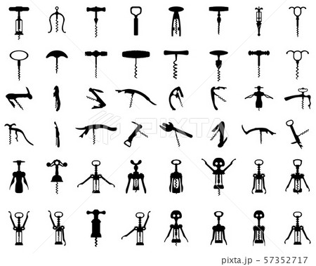 Black silhouette of corkscrew, vector illustration Black silhouette of corkscrew, vector illustration 57352717