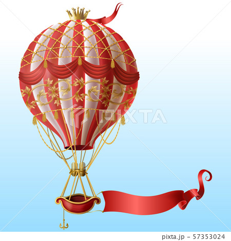 flying hot air balloon with vintage decor 57353024