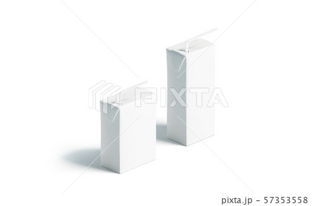 Blank white juice pack with straw mockup set, stand isolated 57353558