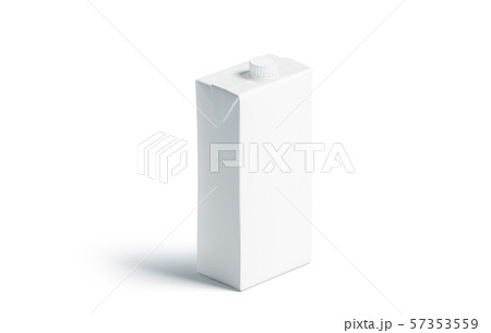 Blank white juice pack with lid mockup, stand isolated 57353559