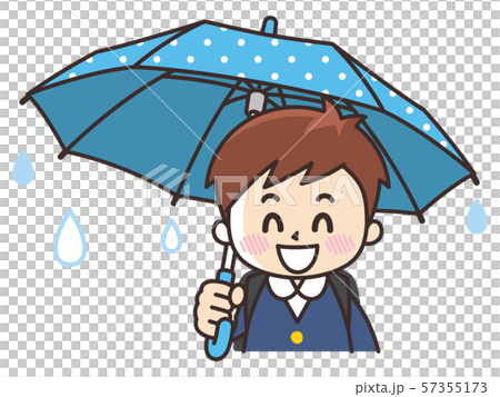 傘を差す笑顔の小学生の男の子 傘を差す笑顔の小学生の男の子 57355173
