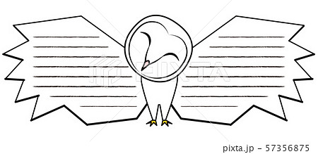 フクロウ お洒落 メンフクロウ メッセージカード ベクター イラストのイラスト素材