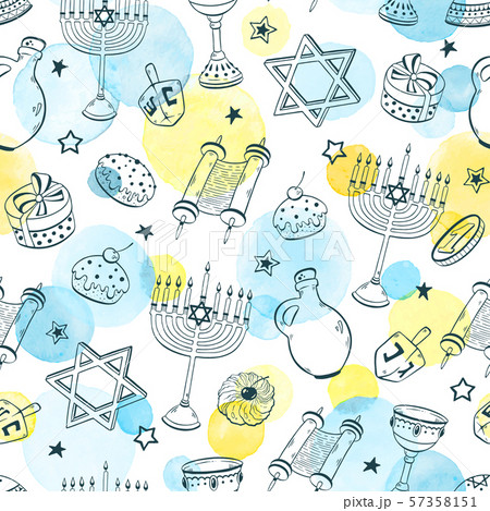 Hanukkah seamless pattern vector Hanukkah seamless pattern vector 57358151