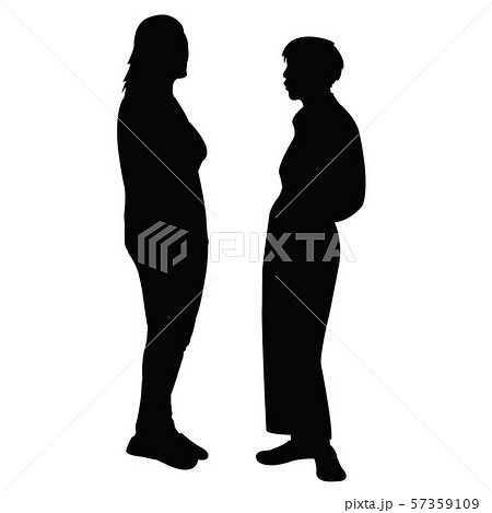 two women making chat silhouette vector 57359109