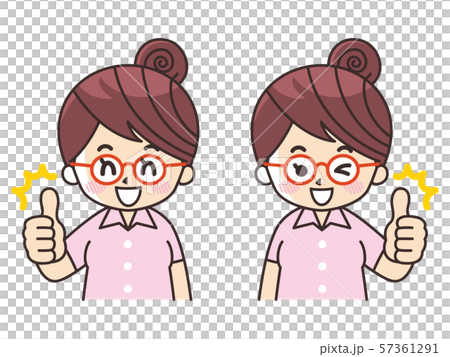 サムズアップするビジネスウーマン　クールビズ 57361291