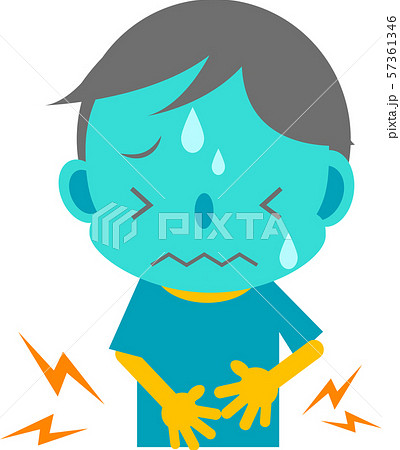 男の子 腹痛のイラスト素材