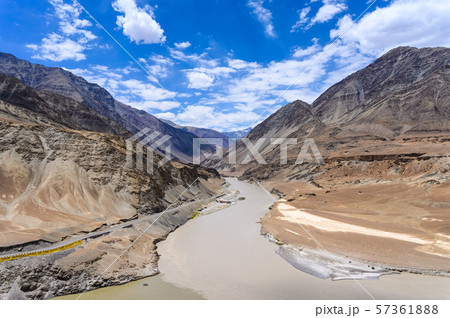 View of confluence of the Indus and Zanskar Rivers in Ladakh 57361888