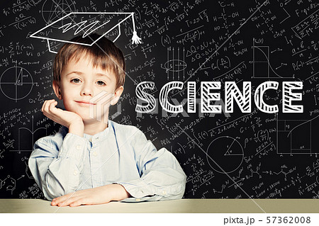 Lern Science. Clever student child on blackboard Lern Science. Clever student child on blackboard 57362008