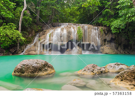 Erawan Waterfall. Nature landscape of Kanchanaburi Erawan Waterfall. Nature landscape of Kanchanaburi 57363158