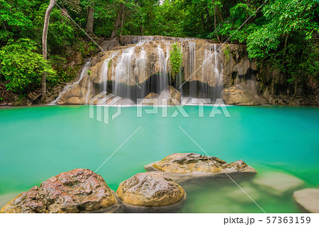 Erawan Waterfall. Nature landscape of Kanchanaburi Erawan Waterfall. Nature landscape of Kanchanaburi 57363159