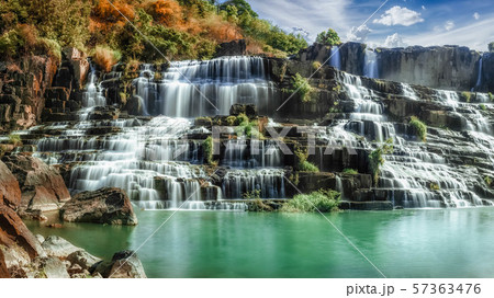 Tropical rainforest landscape with flowing Pongour 57363476