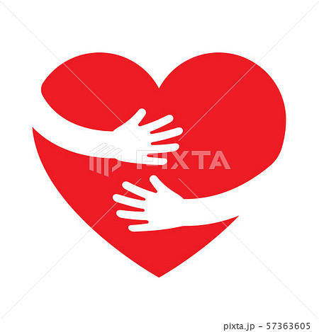 Hands embracing red heart with love Hands embracing red heart with love 57363605