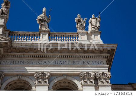 Ornate facade of the Archbasilica of Saint John Lateran in Rome 57363818