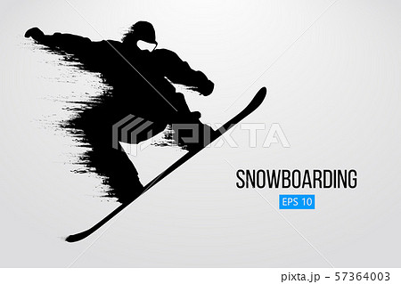 Silhouette Of A Snowboarder Jumping Isolated のイラスト素材