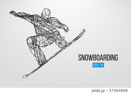 Silhouette of a snowboarder jumping isolated. Vector illustration 57364006
