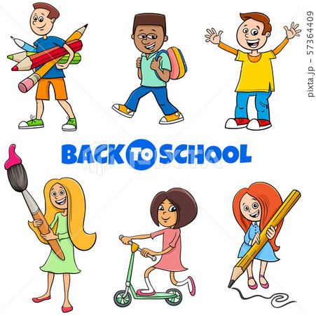 pupils children back to school cartoon pupils children back to school cartoon 57364409