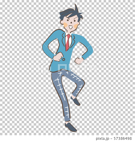 走る男子高生　イラスト 57386498
