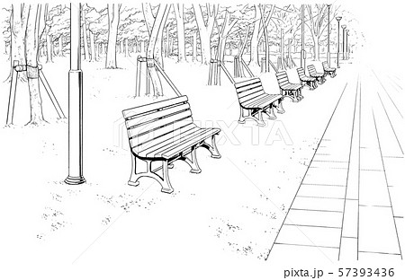 漫画風ペン画イラスト 公園のイラスト素材